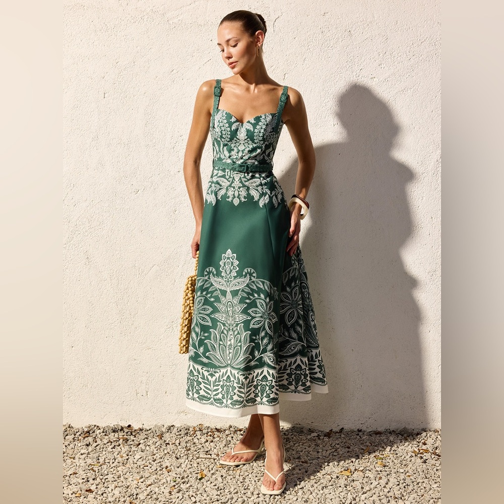Commense Baroque Floral Belted Maxi Dress - Picture 2 of 6